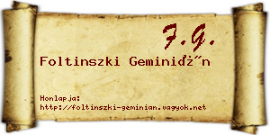 Foltinszki Geminián névjegykártya